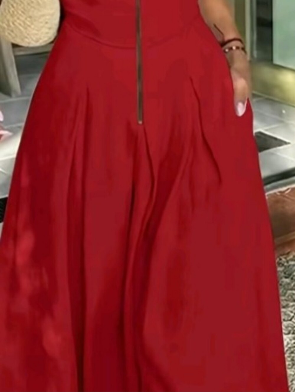 OSOPLIVE Sleeveless Red Maxi Dress with Front Zip XL NWT - Picture 8 of 13